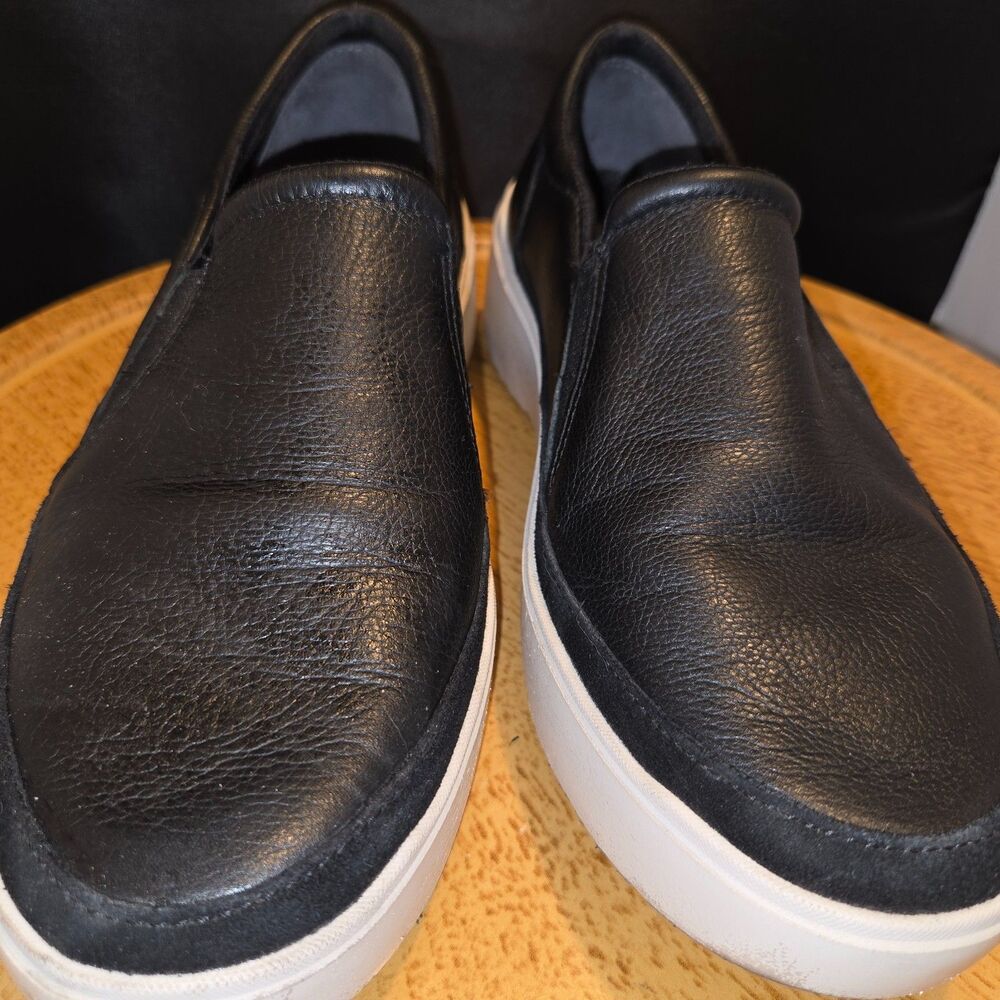 Vionic Kearny Black Leather Platform Casual Sneakers Womens Sz 8.5 Comfort Shoes